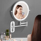 Powder room mirror folding punch-free hotel bathroom makeup mirror wall-mounted telescopic double-sided LED beauty mirror with light rechargeable silver 8 inches
