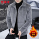 Hengyuanxiang slim lapel plus velvet thickened youth short woolen coat winter men's Korean style trendy woolen jacket gray M