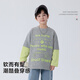 Yoyo Fairy Tale Spring and Autumn Children's Spliced Fake Two-piece Bottoming Shirt 2026 Boys Casual Western Style T-shirt Cotton Medium and Large Children's Trend