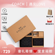 COACH Year-End Luxury Gift Men's Folding Short Wallet Card Holder Card Holder Keychain Gift Box Set for Boys Gift Black Gray CW344QBMI5