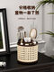Fantasy makeup brush storage tube-like rattan basket covered antique dressing table cosmetics compartment rotating desktop storage rack black 1 piece