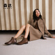 Senda Fashion Boots Frauen Winter Neues Einkaufszentrum gleiche weiche Pendler Kurzleder Lederstiefel Echte Lederstiefel 4t6b2dd4 Brown Single Little 39