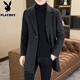 Playboy (PLAYBOY) mid-length woolen coat men's high-end light luxury double-sided woolen coat men's long high-end winter windbreaker men's black XL recommended 135-150Jin Jin equals 0.5 kg