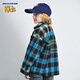 Skechers children's clothing boys' shirt winter style plaid top for middle and large children, lake blue 130