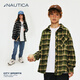NAUTICA children's clothing boys and girls spring and autumn children's plaid shirts big children's jacket brown 140