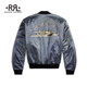 RRL Men's Spring 26 Embroidered Satin Bomber Jacket RL95776 400-Vintage Blue S
