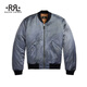 RRL Men's Spring 26 Embroidered Satin Bomber Jacket RL95776 400-Vintage Blue S