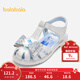 Balabala children's shoes children's princess shoes Elsa sandals girls 2025 summer new sweet ash silver 20301 29