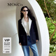 MO&Co.肌理感黑色西装权力外套中长款平驳领休闲西装外套摩安珂 黑色 S 160