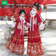 Wooden wooden house original winter style parent-child clear-cut cloud shoulder red festive New Year's Hanfu for women with velvet and thickened heavy embroidery style red single-piece jacket for welcoming wealth 120