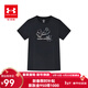 Under Armor Children's Short Sleeve T-shirt Printed Casual T-shirt Women's Summer Loose Breathable Sports Round Neck Top Black 160 The size is small, please take one size larger as normal