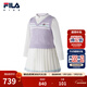 FILA children's clothing dress 2026 spring new style girls and children's fake two-piece woolen pleated skirt cloud white-WT 105