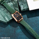 HKWF adaptiert an Armani Jurgent Lederband voller Sterne kleine quadratische Uhr AR11149 AR1681 1726 kleines grünes Gurt Echsenmuster Beige-Rose Gold Pin Schnalle 14mm