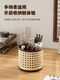 Fantasy makeup brush storage tube-like rattan basket covered antique dressing table cosmetics compartment rotating desktop storage rack black 1 piece