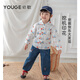 YOUGE spring new baby cotton cartoon printed lapel children's long-sleeved shirt denim