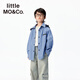 Little MO&Co. pure cotton parent-child clothing little moco children's clothing 26 spring new style boys and girls college style pattern long-sleeved shirt blue and white checkered color 110 110/56