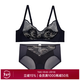 Admiring Women's Wireless Thin Hidden Hole Cup Petal Underwear Lace Bra Panty Set DY202420-1 Starry Sky Blue M (165) 160