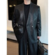 VCICTIOLIA leather jacket men's spring and autumn handsome style collarless suit 2026 new style leather suit men's top black M recommended 115Jin Jin equal to within 0.5 kg