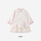 Ying's shopping mall same style dress new Chinese style long-sleeved gauze skirt one-year-old baby girl dress cute new style cream apricot 80 cm
