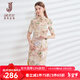 Classic Story (JANE STORY) 2024 new summer high-end daily cheongsam for women, young style, national style, new Chinese style floral dress, apricot pink and green flower S