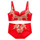 Triumph New Year's Ben Ming Nian Big Red Underwear Women's Bra Set No Wire Thick Thick Wedding Bride Push-Up Adjustable Dragon Tie-Big Red-Single Piece 85C 38 One Size