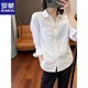ROMON (ROMON) right shoulder long-sleeved shirt for women spring and summer new design slim and versatile professional tops and bottoming shirts white S 85-95Jin Jin is equal to 0.5 kg
