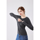Qiushui Yiren French basic V-neck sweater 2025 winter new women's all-match slimming bottoming shirt dark gray 2XL