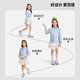 Luo Meng Girls' Shirt New Spring Clothing Medium and Large Children's Blue Cotton Shirt Children's Style Puff Sleeve Top Blue 130