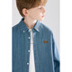Mucmukn universal layering cotton denim shirt college style embroidered puppy versatile boys and girls 26 spring
