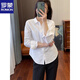 ROMON (ROMON) right shoulder long-sleeved shirt for women spring and summer new design slim and versatile professional tops and bottoming shirts white S 85-95Jin Jin is equal to 0.5 kg