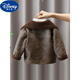 Disney (Disney) 2-15 year old boys leather jacket 2024 new winter plus velvet children's clothing boy thickened baby fur integrated khaki 90cm