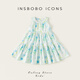 INSBOBO Children's Clothing Girls Dress 2026 Summer New Girls Printed Skirt Children's Tank Top Summer Dress Blue Green 110