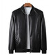 Baseball collar leather jacket men's autumn and winter stand-up collar jacket Korean style slim casual middle-aged and elderly youth flight jacket pu motorcycle suit black spring and autumn thin L 52 (100-120Jin Jin equals 0.5 kg)