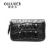 OULUOER crocodile leather key bag men's large capacity genuine leather truck bag car keychain multi-function zipper key bag black belly