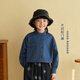 Yantaijia children's clothing children's pure cotton long-sleeved shirt 2026 spring baby irregular blue shirt boy's top blue 80