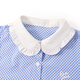 ELLE KIDS children's clothing lotus collar long-sleeved shirt girls spring new French college plaid embroidered top blue and white plaid 160 (S)