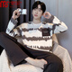
Modal double-sided pure cotton pajamas men's new 2025 long-sleeved round neck loose casual large-size autumn and winter home clothing set 232F9923 L Recommended weight 110-140Jin [Jin equals 0.5 kg]