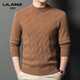 LILANZ Autumn and Winter 480g 100% Wool Sweater Men's Round Neck Thickened Warm Pullover Middle-aged and Elderly Thick Sweater Bottoming Shirt Heart Camel Thickened 14XL (180)