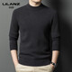 LILANZ Autumn and Winter 480g 100% Wool Sweater Men's Round Neck Thickened Warm Pullover Middle-aged and Elderly Thick Sweater Bottoming Shirt Heart Camel Thickened 14XL (180)