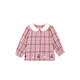 LUSON baby girl baby girl lapel shirt 2026 spring baby cotton shirt cartoon sweet top pink coffee plaid 120