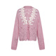 Two or three things are nostalgic for inertia 2026 spring new sweet lace stitching hollow mohair strap knitted cardigan for women light pink S