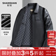 SHANSHAN Shanshan PU leather jacket for men 2025 autumn business casual classic lapel men's long-sleeved easy-care commuter jacket black L /175