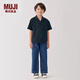 MUJI Camisa de manga corta con cuello abierto de fácil secado para niños grandes CB1LFA4A Dark Navy 140/68A