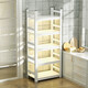 Yusenyi kitchen rack floor-standing multi-layer multi-functional household microwave oven pot rack storage shelf shelf integrated cabinet white + three layers 80cm high buckle design layer height can be adjusted up and down length 120cmx width 35cm