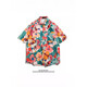 Quick-drying beach short-sleeved floral shirt for men and women, 2025 summer new style seaside Hawaiian shirt, five-quarter sleeves 5174 M