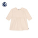 PETIT BATEAU small sailing boat autumn infant girls double-layer cotton bottoming dress A0BKR beige 80 cm