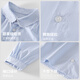 Luo Meng Girls' Shirt New Spring Clothing Medium and Large Children's Blue Cotton Shirt Children's Style Puff Sleeve Top Blue 130