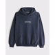 Abercrombie & Fitch American retro simple comfortable trendy daily LOGO fleece hooded sweatshirt 26 spring men's 122-6176 dark navy blue S (175/92A)