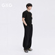 GXG men's short-sleeved T-shirt cool Apple small label texture material short-sleeved knitted 2026 summer new product black L