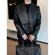 VCICTIOLIA leather jacket men's spring and autumn handsome style collarless suit 2026 new style leather suit men's top black M recommended 115Jin Jin equal to within 0.5 kg